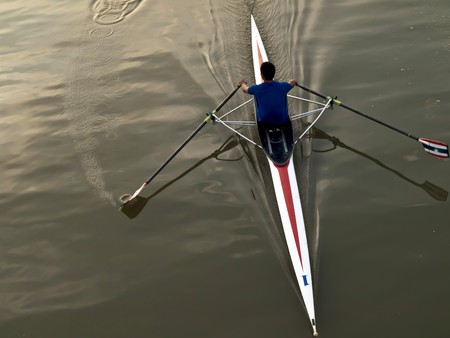 Kayaks and Canoeon in Ping River, Thailand の写真素材