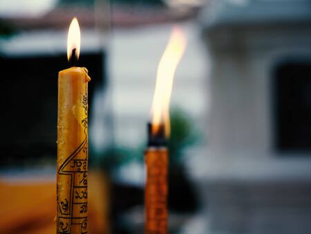 Light a magic candle. Auspicious candles. Candle talisman. Fulfill one's hope.の写真素材