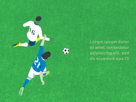Top view of soccer players in action, vector backgroundのイラスト素材