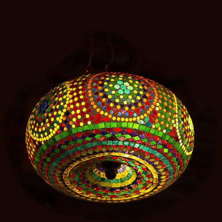 Intricate arabic lamp with lightsの写真素材