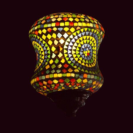 Intricate arabic lamp with lightsの写真素材