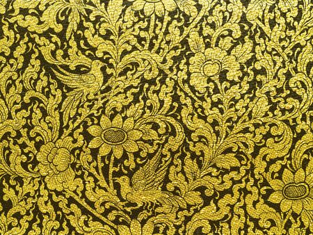 Thai painting on fabric gold.の写真素材