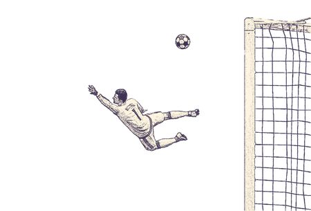 Soccer player as a goalkeeper. hand drawn vector.のイラスト素材