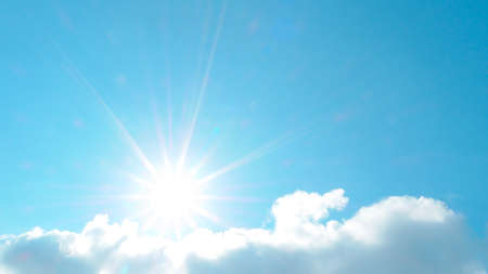The beautiful sky with clouds and sun, real photo