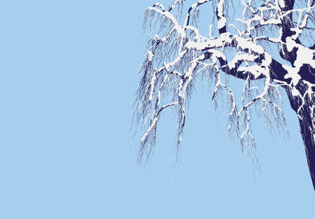 vector drawing of the tree in winter - detailed vectorのイラスト素材