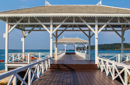 white bridge on Koh Sichang Thailand Asiaの写真素材
