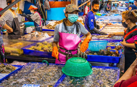 seafood market in Naklua district Chonburi Thailand Asiaのeditorial素材