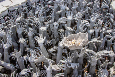sculptures in the area of Wat Rong Khun Chiang Rai North Thailand
