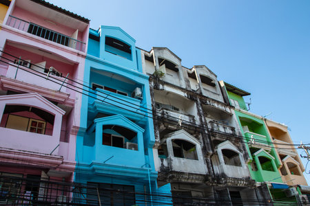 Pattaya district Chonburi Thailand Asia, Facades of houses along Soi Buakhaoのeditorial素材