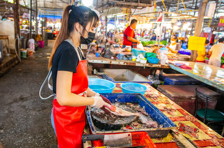 Pattaya District Chonburi Thailand Asia, visiting a Thai market in times of the Covid crisisのeditorial素材