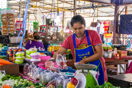 Pattaya District Chonburi Thailand Asia, visiting a Thai market in times of the Covid crisisのeditorial素材