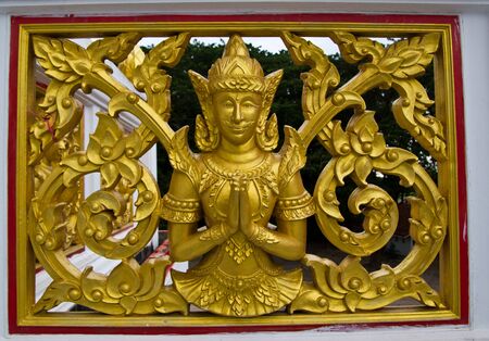 thai style wall at wat charnatom chonburiのeditorial素材