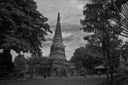 pagoda photo by infrared at Phra Nakhon Si Ayutthaya  thailandの写真素材