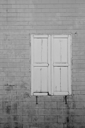 old ,window wall at thailandの写真素材