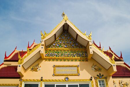 pagoda on blue sky at chonburi thailand
