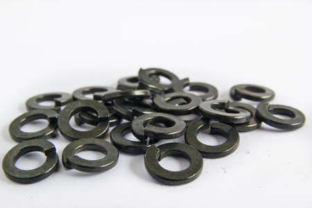 abstract metallic rings on shined grey background
