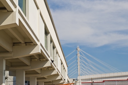 the footpath goes to the building in an airport ,