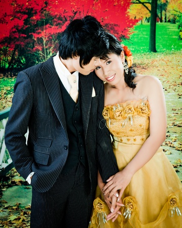 bride and groom at thailandの写真素材