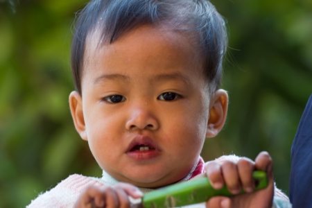 portrait of a 1 year old girlの写真素材