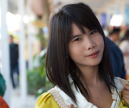 portrait of a beautiful young lady smilingの写真素材