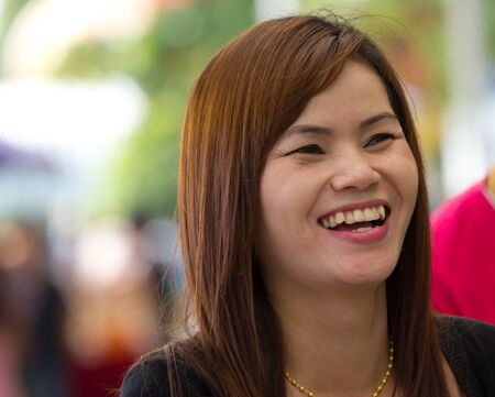 portrait of a beautiful young lady smilingの写真素材