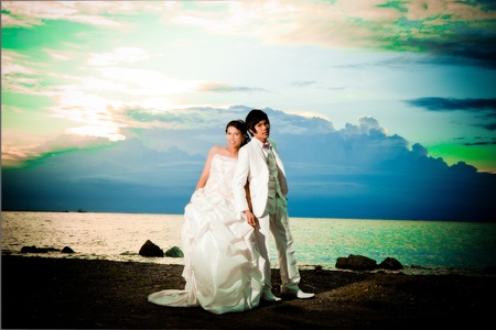 bride and groom at thailandの写真素材