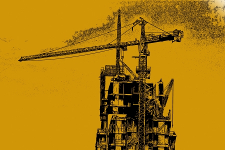 construction site with crane and buildingの写真素材