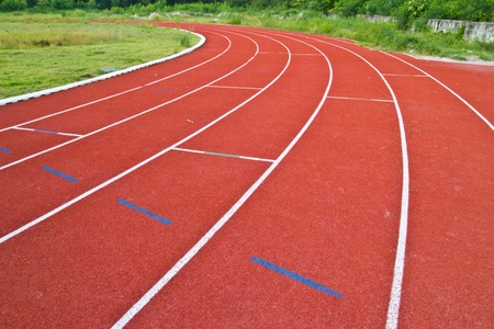 red running tracks in sport stadium