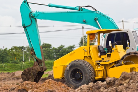 the tractor is working at Construction Site