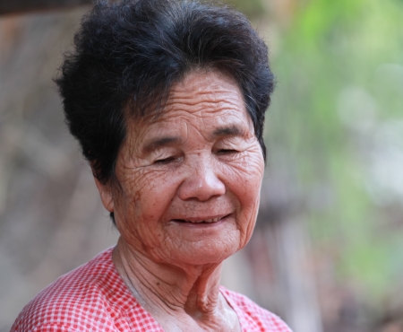 Senior people portrait, happy old woman smilingの写真素材