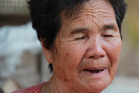 closeup portrait of happy old woman