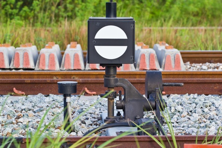 Old railway switching deviceの写真素材