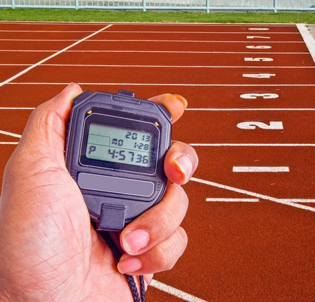 stopwatch in athletics fieldの写真素材