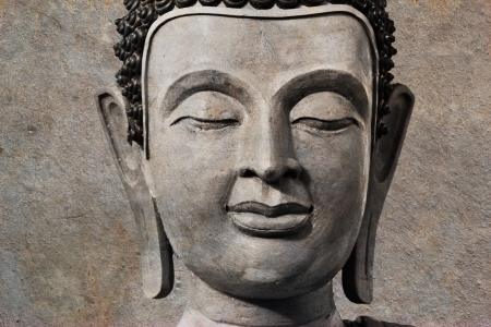 Ancient Buddha face, Ayutthaya, Thailandの写真素材