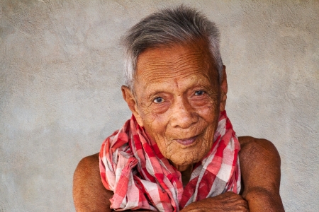 asian old senior man candid portraitの写真素材