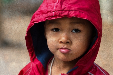 asian boy on a cold winter dayの写真素材