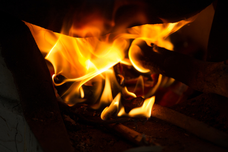 Close up of fire and flames on backgroundの写真素材