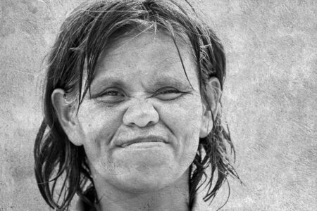 An old woman with good funny faceの写真素材