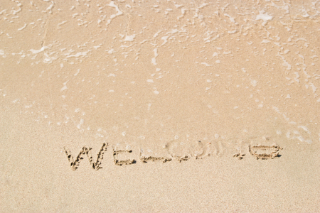 Written in the Sand on Beachの写真素材