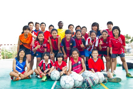 CHONBURI, THAILAND - FEB 01:group team footballer youth woman team Chonburi picture on feb 01, 2014 in chonburi, Thailand.