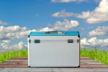 Aluminum safety metal briefcaseの写真素材