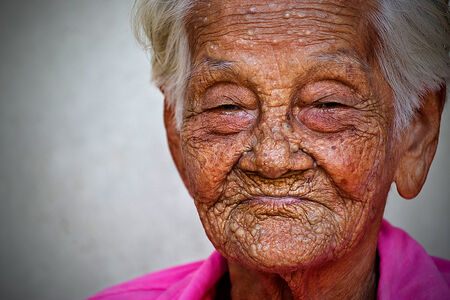 old woman happy up to 97 yearの写真素材