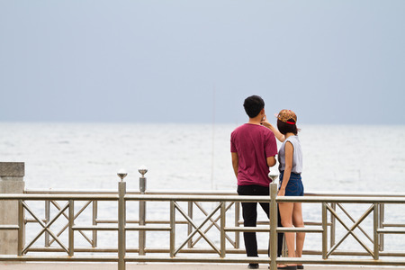 lover ,sky with cloudsの写真素材