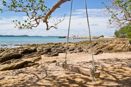 swing on the beach at Similan island, Thailand.の写真素材