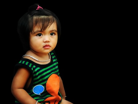 Happy little girl portraitの写真素材