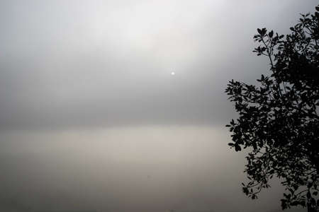 mountains under mist in the morning in Lampang ,Thailandの写真素材