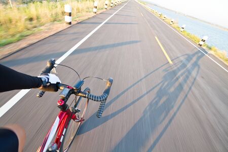Road cycling wide angle speed shootの写真素材