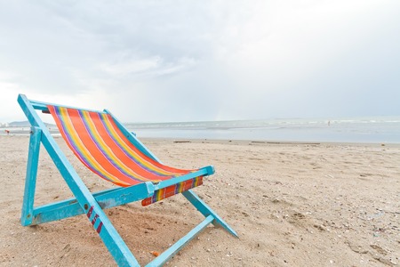beach chair on the beachの写真素材