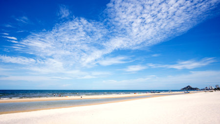 beach view and deep bluesky background , landscape Thailandの写真素材