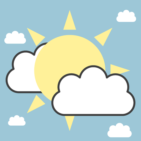 Sun and clouds background vector illustrationのイラスト素材